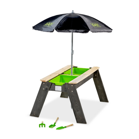 EXIT Aksent zand- en watertafel met parasol en tuingereedschap