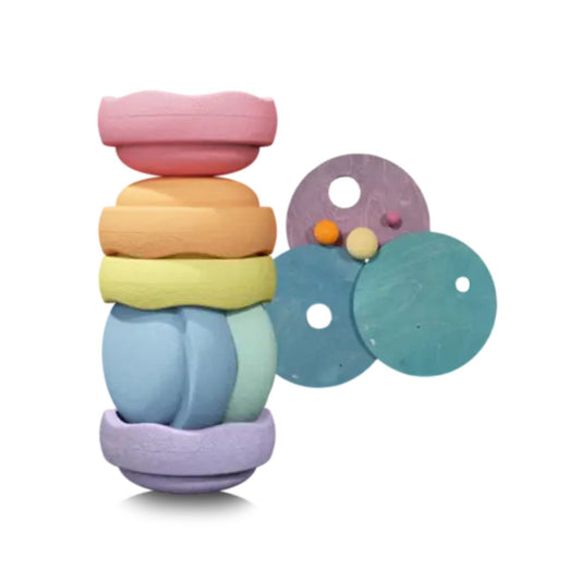 Grimms en Stapelstein Rolling Disc Cool Pastel set